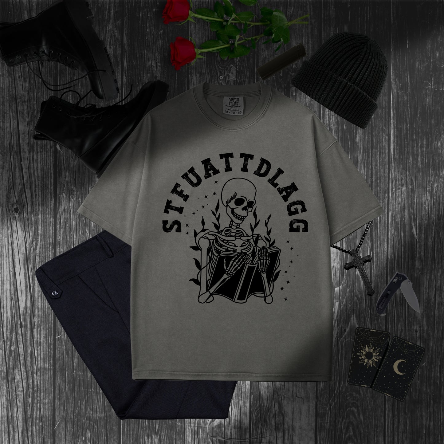 STFUATDLAGG Reading Skeleton Tee: Introvert Edition